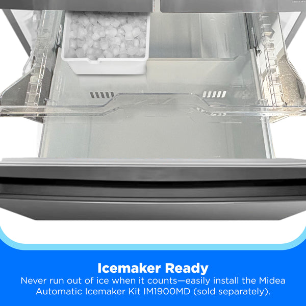 Midea Standard-Depth 18.4-cu ft 3 -Door French Door Refrigerator Optional (sold separately) ( Stainless Steel ) ENERGY STAR Certified