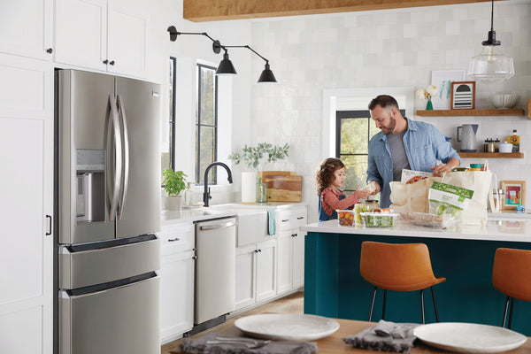 Frigidaire Counter-Depth 21.5-cu ft 4 -Door French Door Refrigerator with Ice Maker with Water and Ice Dispenser ( Smudge-Proof Stainless Steel ) ENERGY STAR Certified