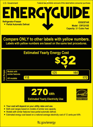 EdgeStar 3.1-cu ft Mini Fridge with Freezer ( Stainless Steel ) Garage Ready ENERGY STAR