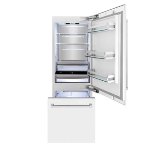 ZLINE KITCHEN & BATH 16.1-cu ft Counter-Depth Built-In Bottom-Freezer Refrigerator with Ice Maker ( Stainless Steel with White Matte Door ) ENERGY STAR Certified