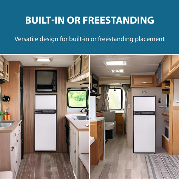 Equator Advanced Appliances RV 12V/DC OFF-GRID 10-cu ft Counter-Depth Top-Freezer Refrigerator Built-In ( Stainless )