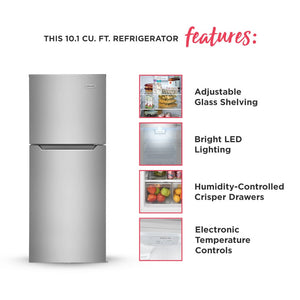 Frigidaire 10.1-cu ft Counter-Depth Top-Freezer Refrigerator ( Fingerprint-Resistant Stainless Look ) Garage Ready ENERGY STAR Certified