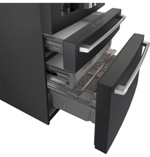 Cafe Standard-Depth 27.8-cu ft 4 -Door Smart Compatible French Door Refrigerator with Ice Maker with Water and Ice Dispenser ( Matte Black ) ENERGY STAR Certified