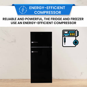 ConServ 18-cu ft Counter-Depth Top-Freezer Refrigerator with Ice Maker ( Black )