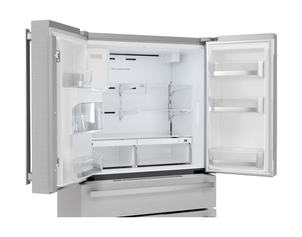 Sharp Counter-Depth 21.6-cu ft 4 -Door French Door Refrigerator with Ice Maker with Water and Ice Dispenser ( Stainless Steel ) ENERGY STAR Certified