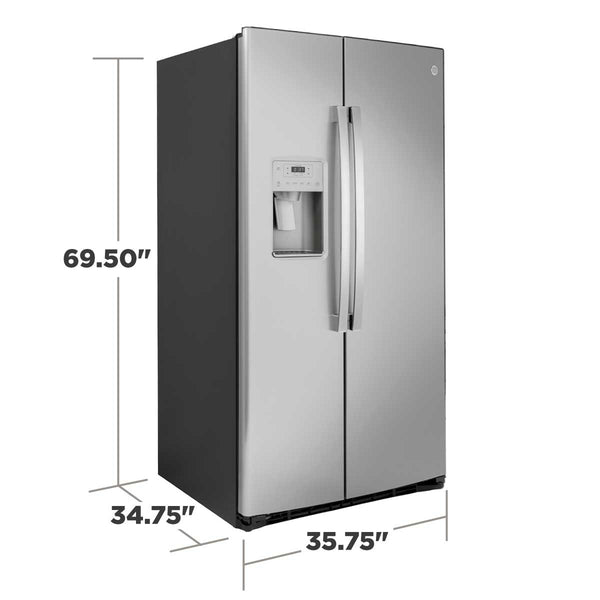 GE 25.1-cu ft Side-by-Side Refrigerator with Ice Maker ,Water and Ice Dispenser ( Stainless Steel )