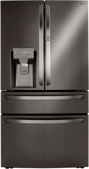 LG Standard-Depth 29.5-cu ft 4 -Door Smart Compatible French Door Refrigerator with Dual Ice Maker with Water and Ice Dispenser and Door within Door ( Printproof Black Stainless Steel ) ENERGY STAR Certified