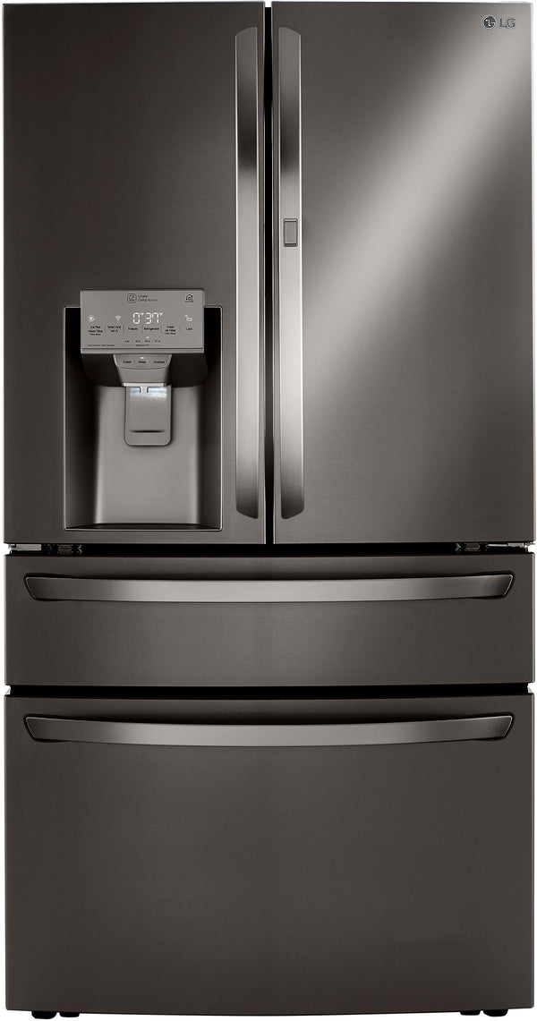 LG Standard-Depth 29.5-cu ft 4 -Door Smart Compatible French Door Refrigerator with Dual Ice Maker with Water and Ice Dispenser and Door within Door ( Printproof Black Stainless Steel ) ENERGY STAR Certified
