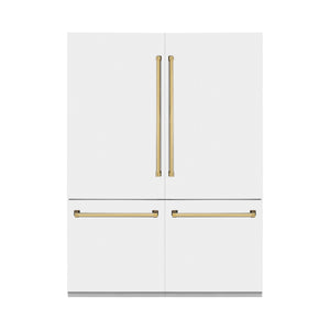 ZLINE KITCHEN & BATH Counter-Depth 32.2-cu ft 4 -Door Built-In French Door Refrigerator with Ice Maker with Water Dispenser ( Stainless Steel with White Matte Panels and Polished Gold Accent Handles ) ENERGY STAR Certified