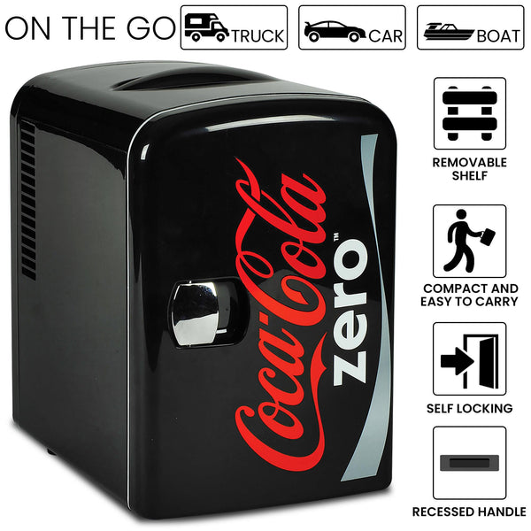 Coca-Cola Coke Zero 6 Can Portable 4L Cooler/Warmer 0.14-cu ft ( Black, Red )