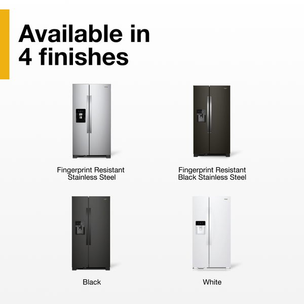 Whirlpool In-Door Can Caddy 21.4-cu ft Side-by-Side Refrigerator with Ice Maker ,Water and Ice Dispenser ( Fingerprint Resistant Black Stainless )