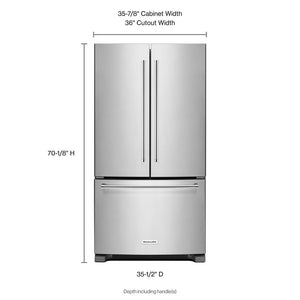 KitchenAid Standard-Depth 25.2-cu ft 3 -Door French Door Refrigerator with Ice Maker with Water Dispenser ( Stainless steel ) ENERGY STAR Certified