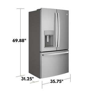GE Profile Counter-Depth 22.2-cu ft 3 -Door French Door Refrigerator with Ice Maker with Water and Ice Dispenser ( Stainless Steel ) ENERGY STAR Certified