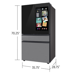 Samsung Bespoke Counter-Depth Family Hub 22.5-cu ft 4 -Door Smart Compatible French Door Refrigerator with Dual Ice Maker with Water Dispenser and Door within Door ( Charcoal Glass Top with Stainless Steel Bottom Panels ) ENERGY STAR Certified