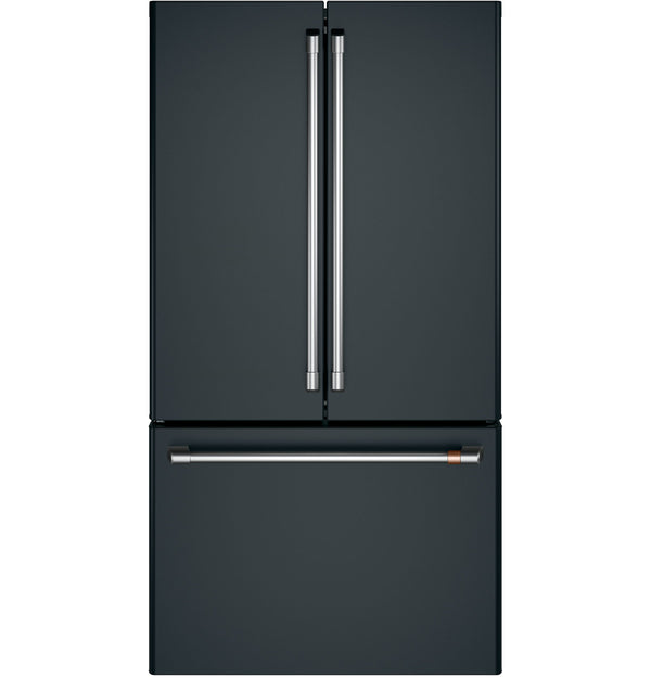 Cafe Counter-Depth 23.1-cu ft 3 -Door Smart Compatible French Door Refrigerator with Ice Maker with Water Dispenser ( Matte Black ) ENERGY STAR Certified