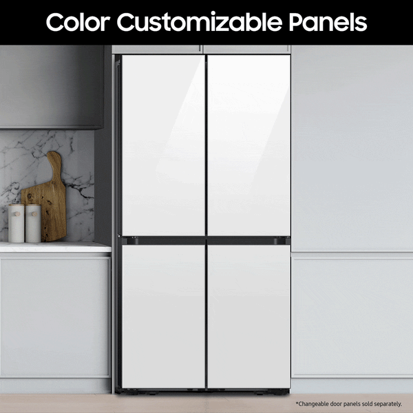 Samsung Bespoke Standard-Depth Family Hub 28.6-cu ft 4 -Door Smart Compatible French Door Refrigerator with Dual Ice Maker with Water Dispenser and Door within Door ( White Glass ) ENERGY STAR Certified