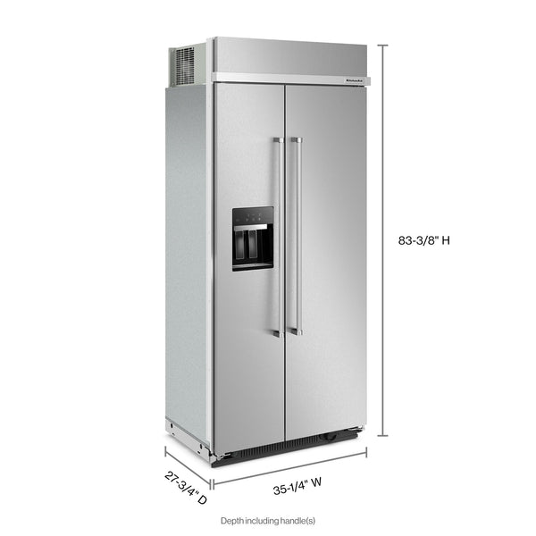KitchenAid 20.8-cu ft Counter-Depth Side-by-Side Refrigerator Built-In ,Water and Ice Dispenser ( Stainless Steel )