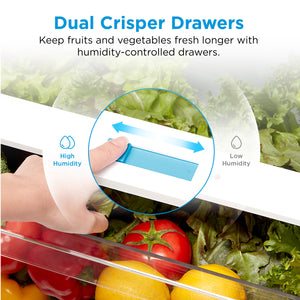 Midea Fingerprint Resistant 14.2-cu ft Counter-Depth Top-Freezer Refrigerator ( Stainless Steel ) Garage Ready ENERGY STAR Certified