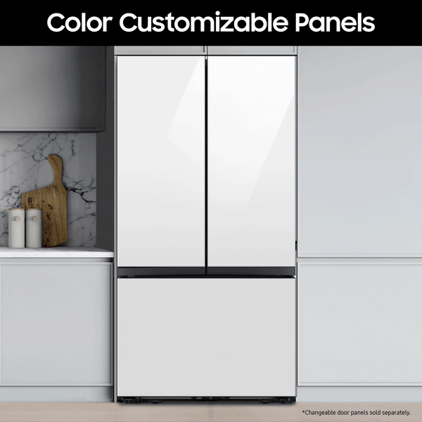 Samsung Bespoke Standard-Depth Beverage Center 30.1-cu ft 3 -Door Smart Compatible French Door Refrigerator with Dual Ice Maker with Water Dispenser and Door within Door ( Panels Sold Separately ) ENERGY STAR Certified