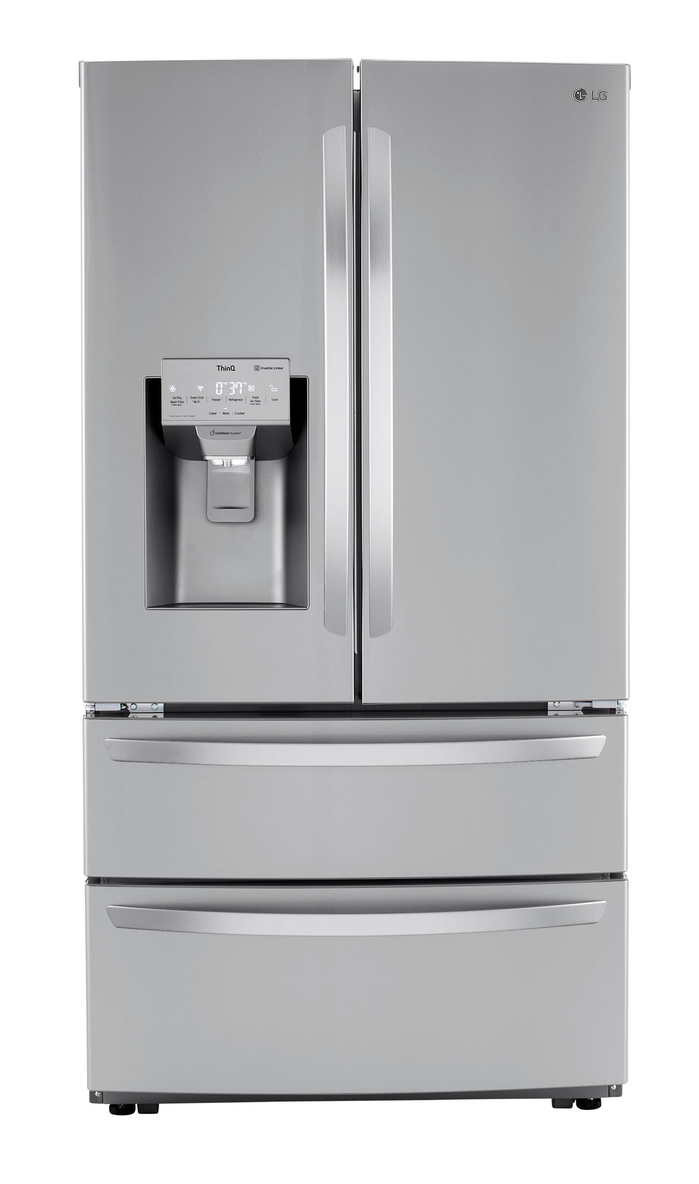 LG Standard-Depth Craft Ice 27.8-cu ft 4 -Door Smart Compatible French Door Refrigerator with Dual Ice Maker with Water and Ice Dispenser ( PrintProof Stainless Steel ) ENERGY STAR Certified