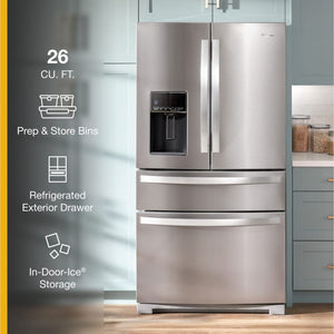 Whirlpool Standard-Depth 26-cu ft 4 -Door French Door Refrigerator with Ice Maker with Water and Ice Dispenser ( Fingerprint Resistant Stainless Steel )