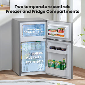 COWSAR 3.1-cu ft Mini Fridge with Freezer ( Grey )