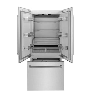 ZLINE KITCHEN & BATH 19.6-cu ft Counter-Depth Built-In Bottom-Freezer Refrigerator with Ice Maker ( Satin Stainless Steel ) ENERGY STAR Certified