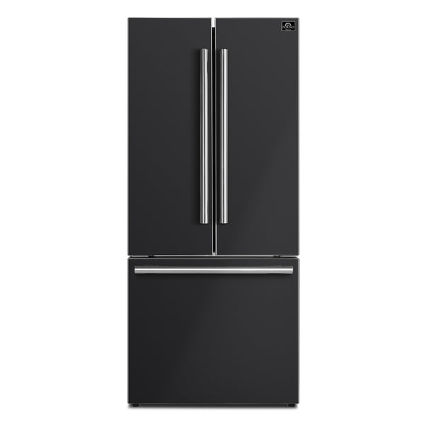 FORNO Counter-Depth Espresso Gallipoli 17.5-cu ft 3 -Door French Door Refrigerator with Ice Maker with Ice Dispenser ( Black ) ENERGY STAR Certified