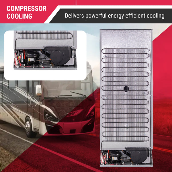 Equator Advanced Appliances RV 12V/DC OFF-GRID 10-cu ft Counter-Depth Top-Freezer Refrigerator Built-In ( Stainless )