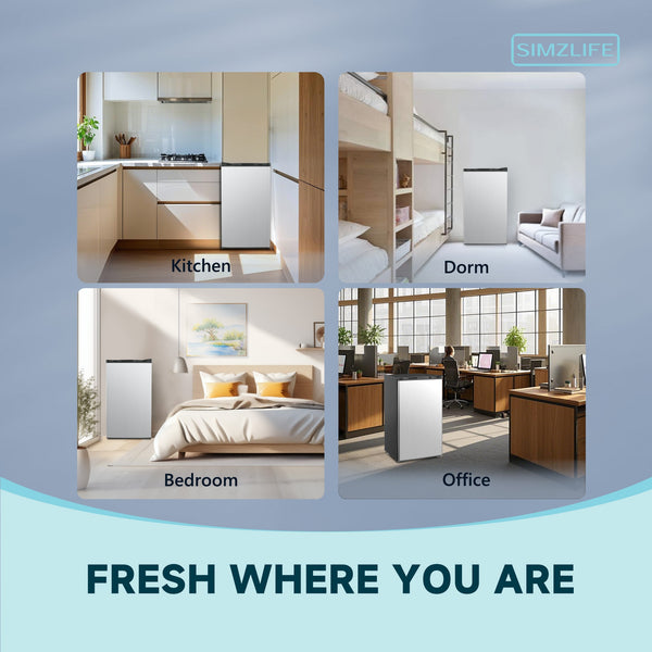 SIMZLIFE 3.2-cu ft Mini Fridge with Freezer ( Silver ) Garage Ready