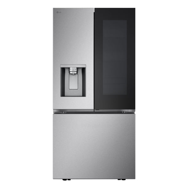LG Standard-Depth InstaView 24.5-cu ft 3 -Door Smart Compatible French Door Refrigerator with Dual Ice Maker with Water and Ice Dispenser and Door within Door ( PrintProof Stainless Steel )