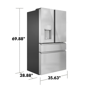 Cafe Counter-Depth 22.3-cu ft 4 -Door Smart Compatible French Door Refrigerator with Ice Maker with Water and Ice Dispenser ( Platinum Glass ) ENERGY STAR Certified