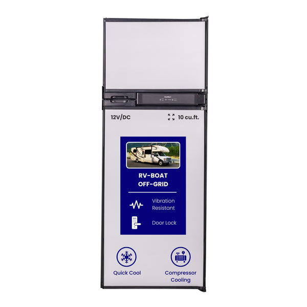 Equator Advanced Appliances RV 12V/DC OFF-GRID 10-cu ft Counter-Depth Top-Freezer Refrigerator Built-In ( Stainless )