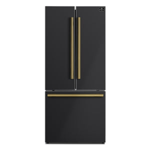 FORNO Counter-Depth Espresso Gallipoli 17.5-cu ft 3 -Door French Door Refrigerator with Ice Maker with Ice Dispenser ( Black ) ENERGY STAR Certified