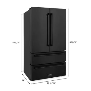 ZLINE KITCHEN & BATH Counter-Depth 22.5-cu ft 4 -Door French Door Refrigerator with Ice Maker ( Fingerprint Resistant Black Stainless Steel ) ENERGY STAR Certified