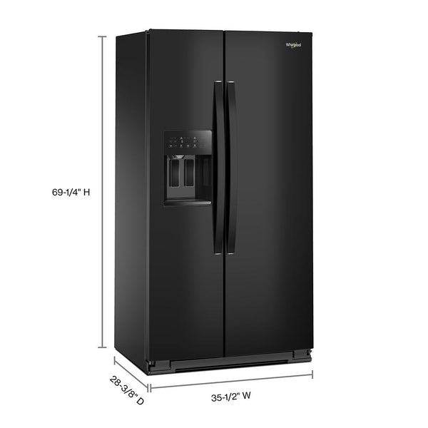 Whirlpool 20.85-cu ft Counter-Depth Side-by-Side Refrigerator with Ice Maker ,Water and Ice Dispenser ( Black )