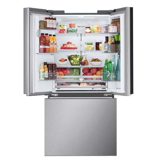 LG Standard-Depth InstaView 24.5-cu ft 3 -Door Smart Compatible French Door Refrigerator with Dual Ice Maker with Water and Ice Dispenser and Door within Door ( PrintProof Stainless Steel )
