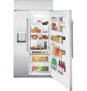 Cafe 24.5-cu ft Counter-Depth Side-by-Side Refrigerator Built-In Smart Compatible with Ice Maker ,Water and Ice Dispenser ( Stainless Steel )