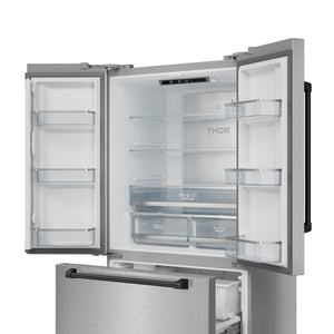 Thor Kitchen Counter-Depth Gordon Ramsay Series 20.3-cu ft 3 -Door French Door Refrigerator with Ice Maker with Ice Dispenser ( Stainless Steel with Black Accents ) ENERGY STAR Certified