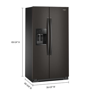 Whirlpool 20.85-cu ft Counter-Depth Side-by-Side Refrigerator with Ice Maker ,Water and Ice Dispenser ( Black Stainless Finish )