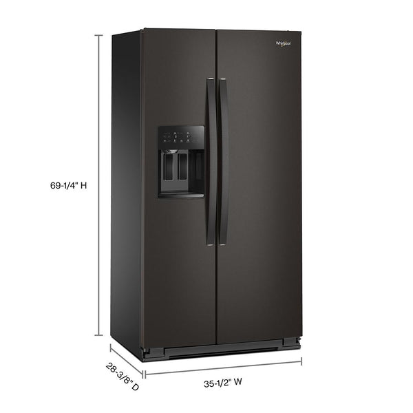 Whirlpool 20.85-cu ft Counter-Depth Side-by-Side Refrigerator with Ice Maker ,Water and Ice Dispenser ( Black Stainless Finish )