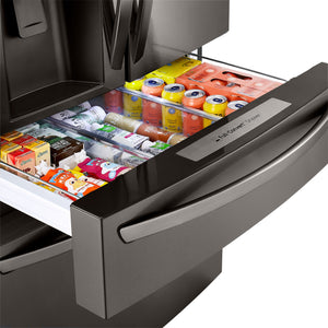 LG Standard-Depth 29.5-cu ft 4 -Door Smart Compatible French Door Refrigerator with Dual Ice Maker with Water and Ice Dispenser and Door within Door ( Printproof Black Stainless Steel ) ENERGY STAR Certified