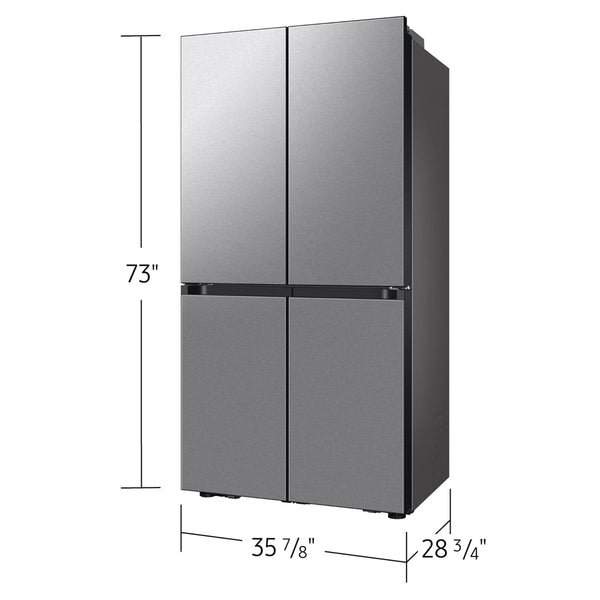 Samsung Bespoke Counter-Depth Beverage Center 22.5-cu ft 4 -Door Smart Compatible French Door Refrigerator with Dual Ice Maker with Water Dispenser and Door within Door ( Stainless steel ) ENERGY STAR Certified