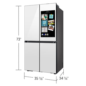 Samsung Bespoke Standard-Depth Family Hub 28.6-cu ft 4 -Door Smart Compatible French Door Refrigerator with Dual Ice Maker with Water Dispenser and Door within Door ( White Glass ) ENERGY STAR Certified