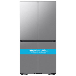 Samsung Bespoke Counter-Depth Beverage Center 23.5-cu ft 4 -Door Smart Compatible French Door Refrigerator with Dual Ice Maker with Water Dispenser and Door within Door ( Stainless Steel ) ENERGY STAR Certified