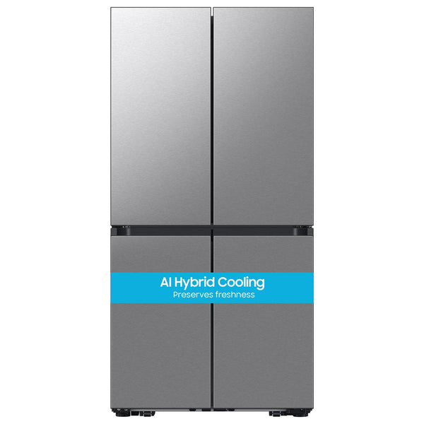 Samsung Bespoke Counter-Depth Beverage Center 23.5-cu ft 4 -Door Smart Compatible French Door Refrigerator with Dual Ice Maker with Water Dispenser and Door within Door ( Stainless Steel ) ENERGY STAR Certified