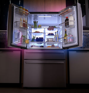 GE Profile Counter-Depth 23.2-cu ft 4 -Door Smart Compatible French Door Refrigerator with Ice Maker with Water Dispenser and Door within Door ( Stainless Steel ) ENERGY STAR Certified