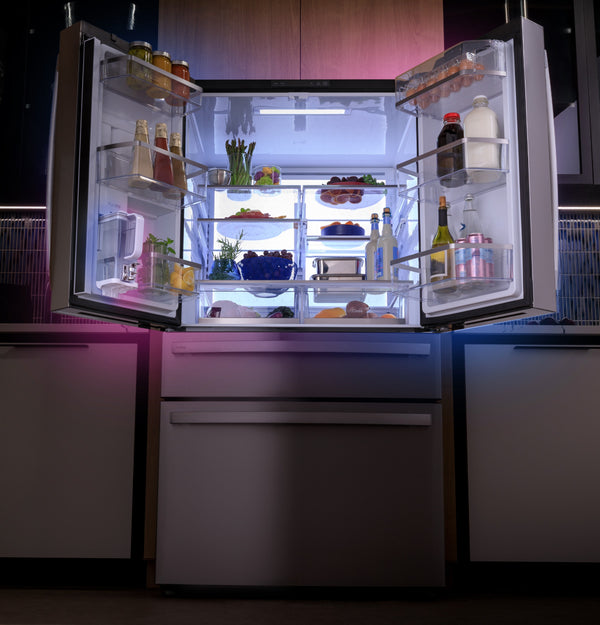 GE Profile Counter-Depth 23.2-cu ft 4 -Door Smart Compatible French Door Refrigerator with Ice Maker with Water Dispenser and Door within Door ( Stainless Steel ) ENERGY STAR Certified