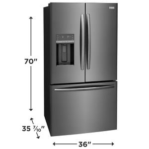 Frigidaire Gallery Standard-Depth 27.8-cu ft 3 -Door French Door Refrigerator with Dual Ice Maker with Water and Ice Dispenser ( Fingerprint Resistant Black Stainless Steel ) ENERGY STAR Certified