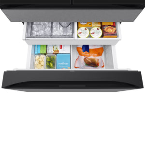 Samsung Bespoke Standard-Depth 28.6-cu ft 4 -Door Smart Compatible French Door Refrigerator with Dual Ice Maker with Water Dispenser and Door within Door ( Charcoal Glass Top with Stainless Steel Bottom Panels ) ENERGY STAR Certified